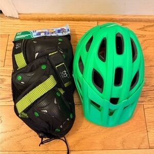 Green Helmet and Black Protective Gear Set